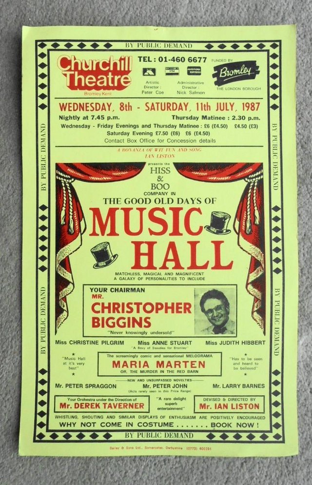 Preview of the first image of 1987 Churchill Theatre Bromley window card.