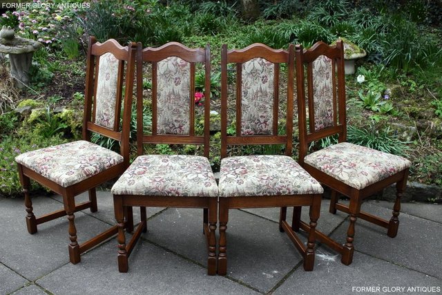 Image 2 of A SET OF FOUR OLD CHARM LIGHT OAK DINING TABLE CHAIRS