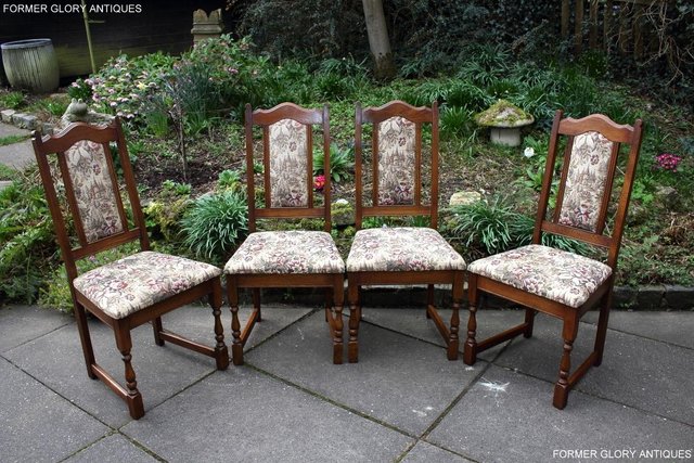 Image 7 of A SET OF FOUR OLD CHARM LIGHT OAK DINING TABLE CHAIRS