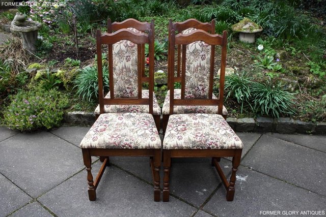 Image 11 of A SET OF FOUR OLD CHARM LIGHT OAK DINING TABLE CHAIRS