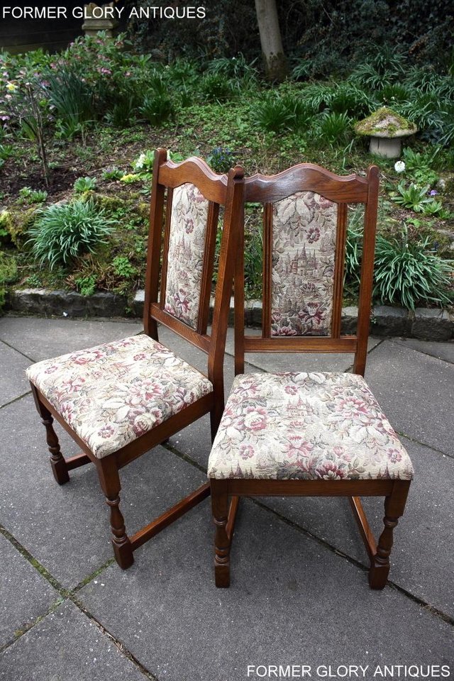 Image 12 of A SET OF FOUR OLD CHARM LIGHT OAK DINING TABLE CHAIRS