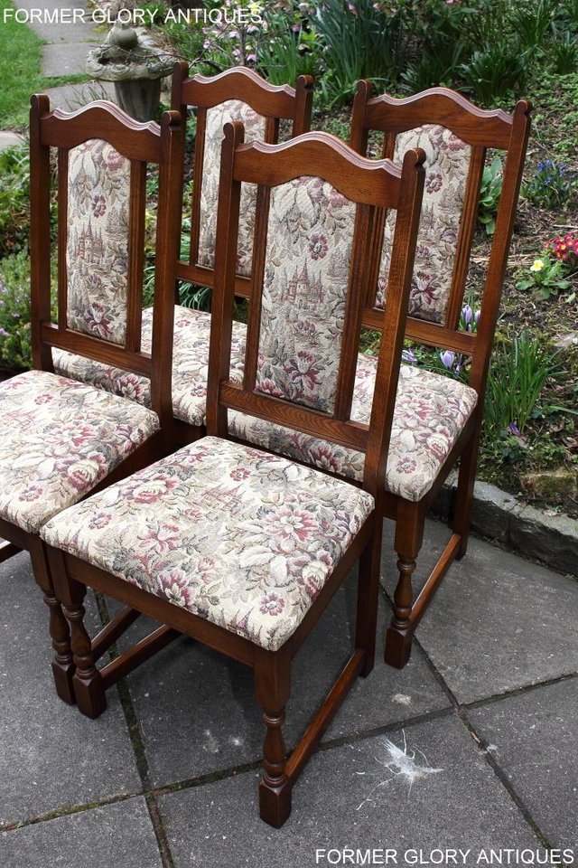 Image 24 of A SET OF FOUR OLD CHARM LIGHT OAK DINING TABLE CHAIRS
