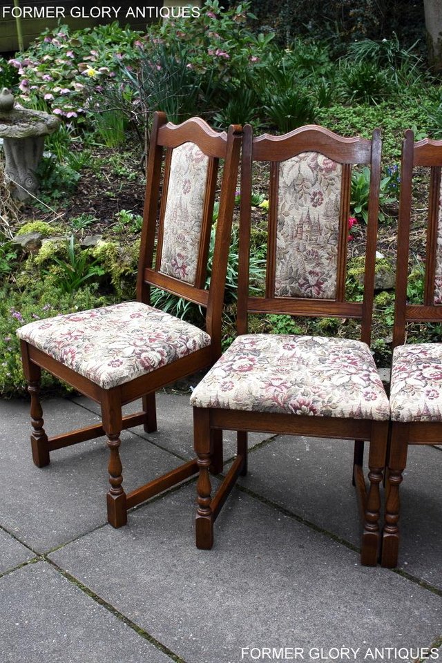 Image 34 of A SET OF FOUR OLD CHARM LIGHT OAK DINING TABLE CHAIRS