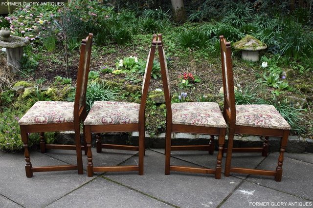 Image 38 of A SET OF FOUR OLD CHARM LIGHT OAK DINING TABLE CHAIRS