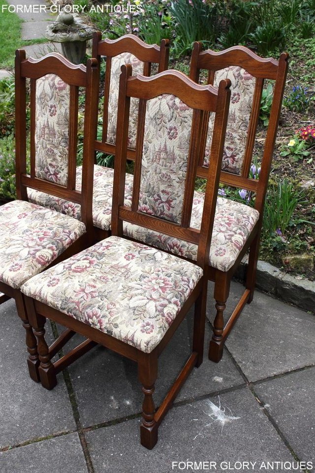 Image 57 of A SET OF FOUR OLD CHARM LIGHT OAK DINING TABLE CHAIRS