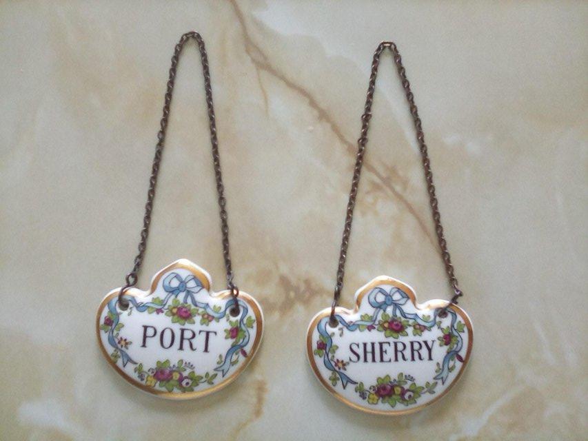 Preview of the first image of COALPORT BONE CHINA DECANTER DRINK LABELS - PORT & SHERRY.
