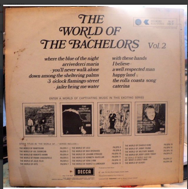Image 2 of The World Of The Bachelors Vol 2. 1969 - Decca SPA 31