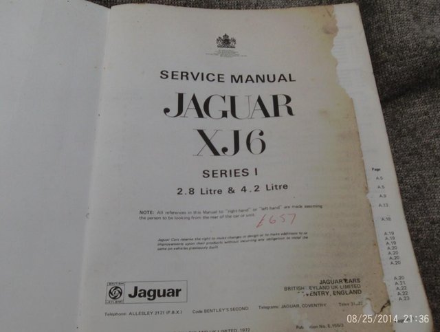 Image 3 of xj6 service manual used good condition