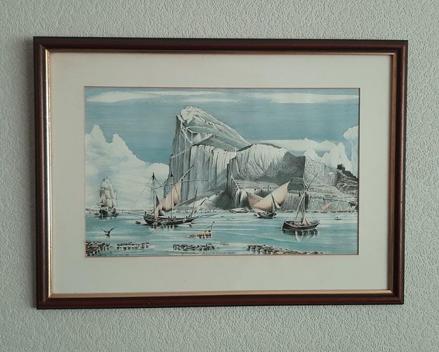 Preview of the first image of Vintage Pen & Ink Print Of Gibraltar Bay Circa 1800.