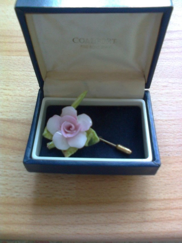 Preview of the first image of Brooch, Vintage, Coalport fine bone China, Rose stick pin br.