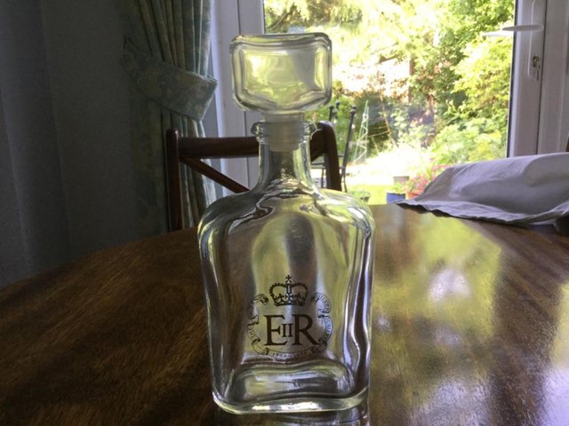 Preview of the first image of Royal silver Jubilee glass decanter.