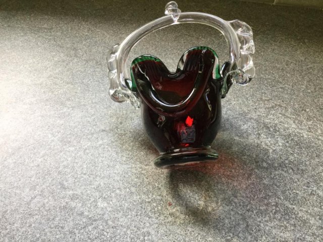 Image 2 of Vintage Ruby glass bonbon basket