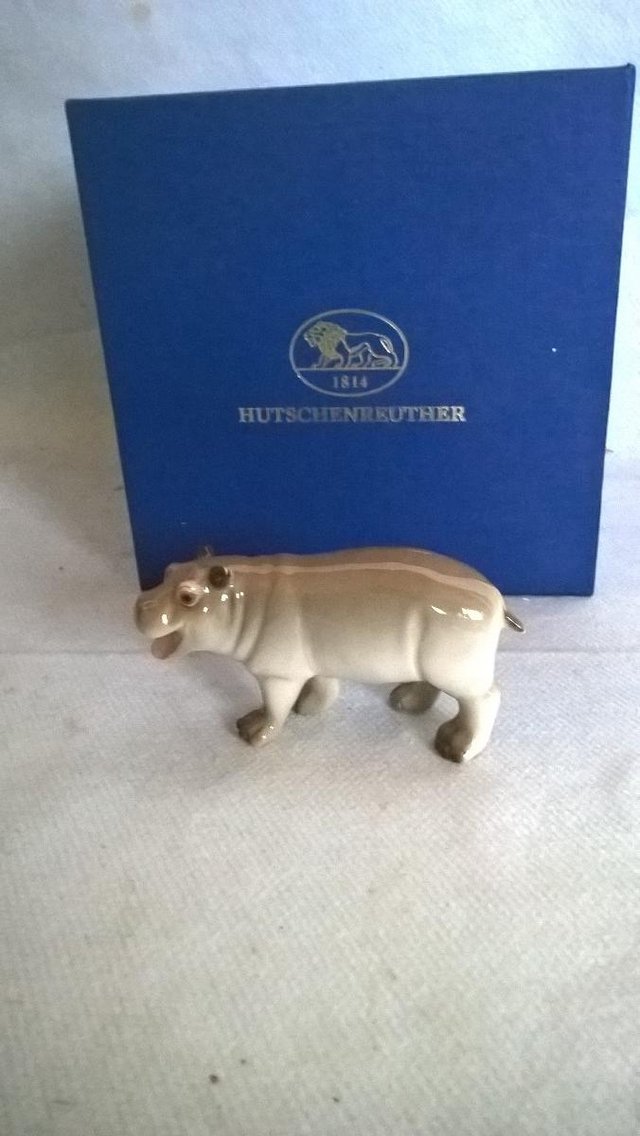 Preview of the first image of VINTAGE HUTSCHENREUTHER PORCELAIN ANIMAL FIGURE OF A Hippopo.
