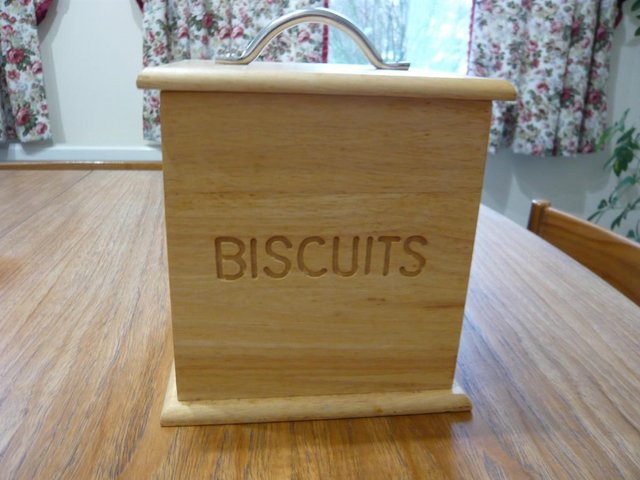 Preview of the first image of New Unused Beech Wooden Biscuit Storage Container.
