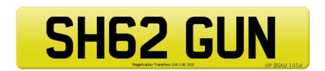 Preview of the first image of Cherished Number Plate SH62 GUN.