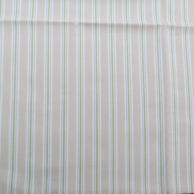 Preview of the first image of Fabric remnant Beige background with green/white stri.