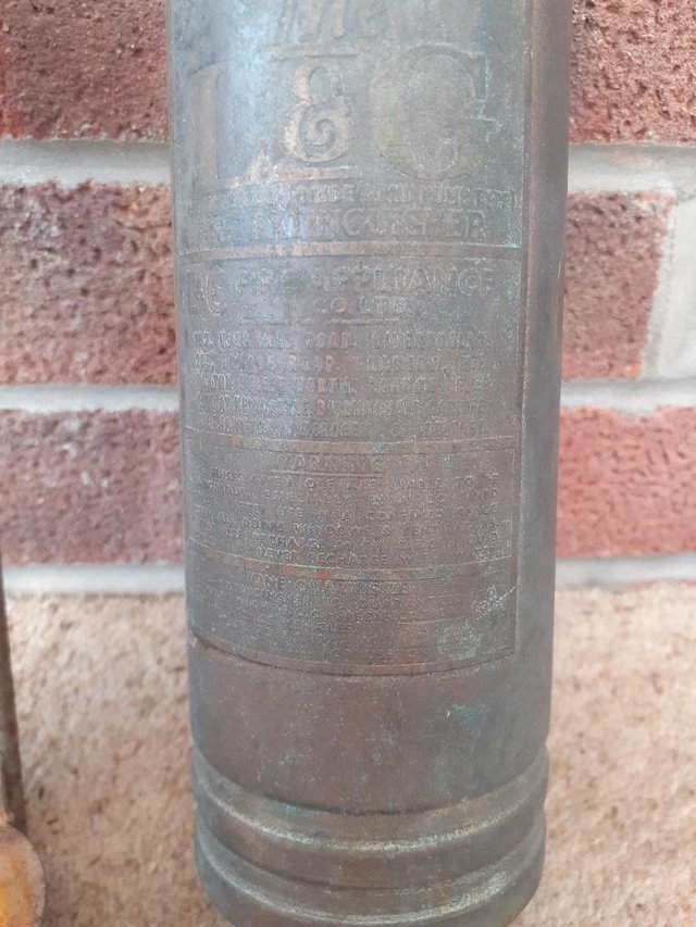 Image 2 of Antique L&G fire extinguisher with bracket