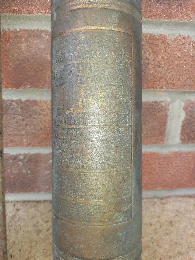 Image 3 of Antique L&G fire extinguisher with bracket