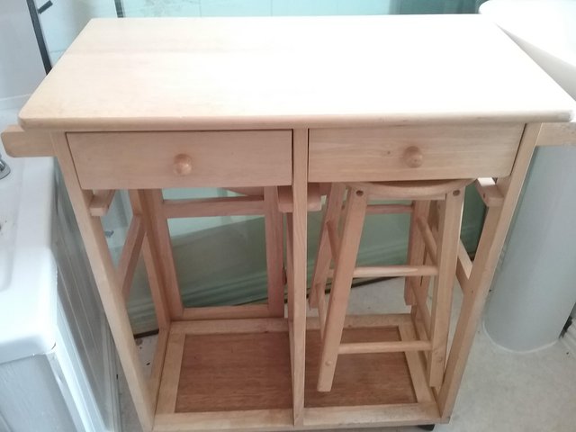Image 3 of Pedal bins and pull out table with drawers and stool