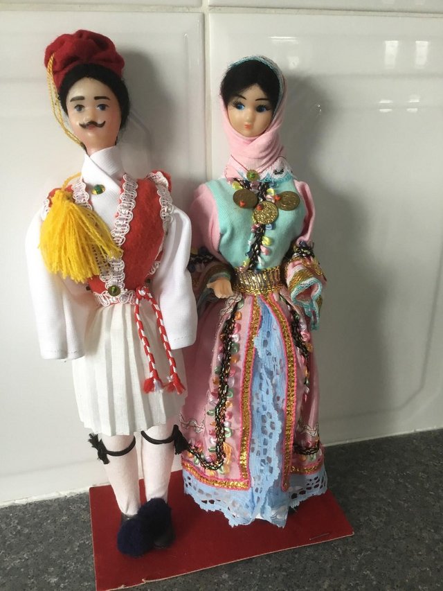 Preview of the first image of New Greek dolls set of two in traditional dress.