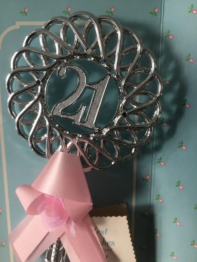 Image 3 of 21st Silver Colour Birthday Keepsake Key