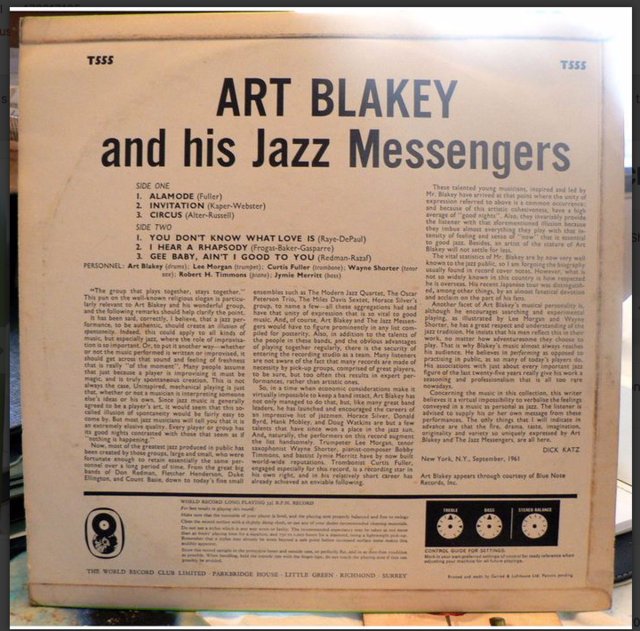 Image 2 of Art Blakey and his Jazz Messengers - World Record Club