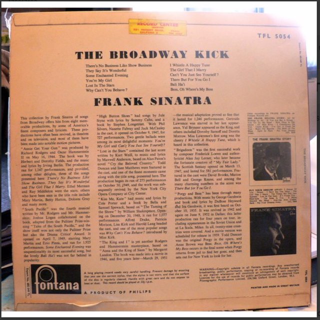 Image 2 of Frank Sinatra - The Broadway Kick - 1959 - Fontana TFL 5054