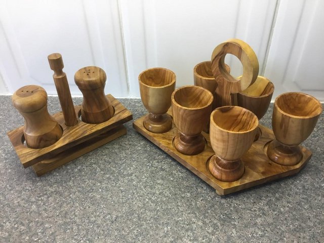 Preview of the first image of Attractive set of salt & pepper & 6 egg cups.