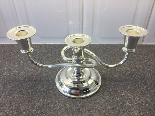 Preview of the first image of 3 Candle Silver Plated Candelabra.