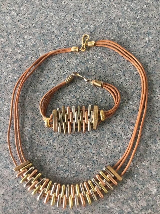 Image 2 of New Necklace with brown cords and hook