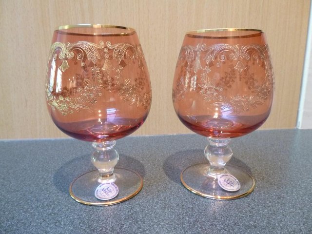 Image 3 of BNIB Pair of John Jenkins Ruby Royal Handmade Goblets