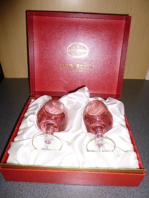 Preview of the first image of BNIB Pair of John Jenkins Ruby Royal Handmade Goblets.