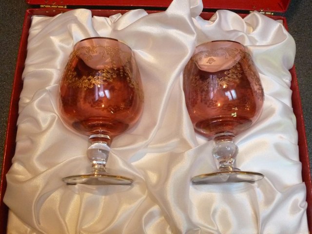 Image 6 of BNIB Pair of John Jenkins Ruby Royal Handmade Goblets