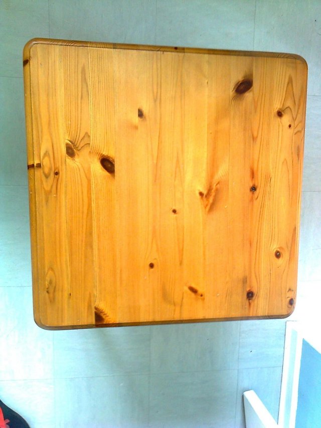 Image 3 of Table, Multiple use, Polished Solid Pine, with shelf, 22 inc