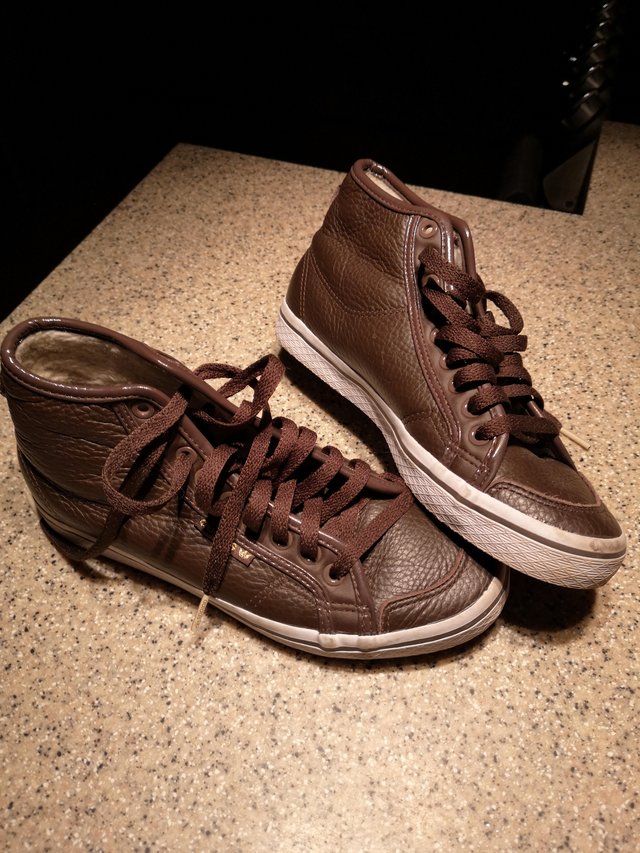 Image 2 of Adidas fur lined brown leather sneaker size 5