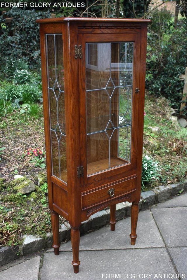 Image 14 of AN OLD CHARM MINUET LIGHT OAK CHINA DISPLAY CABINET STAND