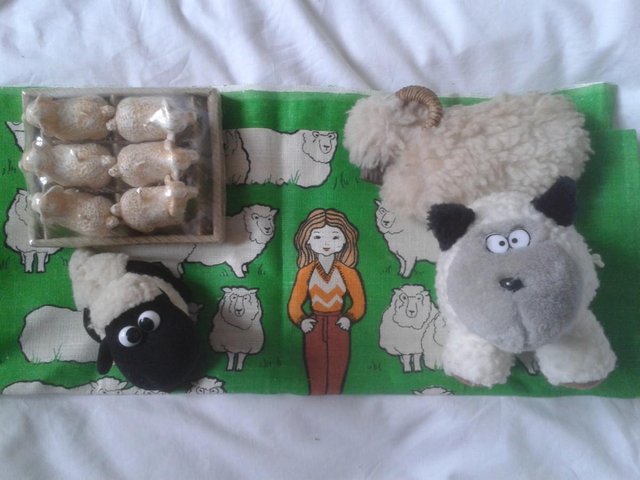 Preview of the first image of Toy Sheep, Lamb, candles and T Towel, new unused ex display.