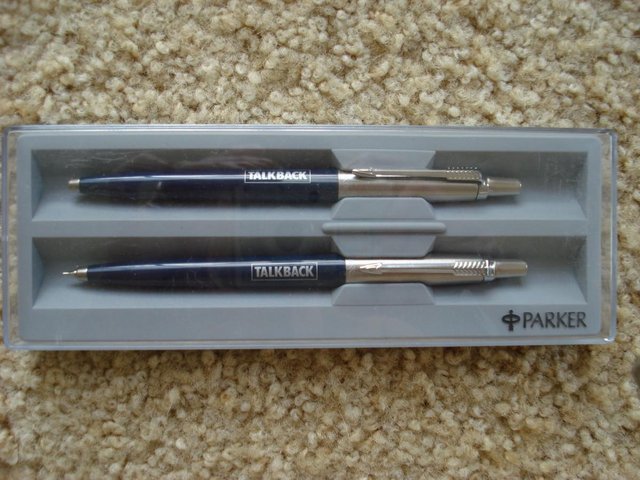 Preview of the first image of NEW QUALITY CHROME & BLUE PARKER PEN & PROPELLING PENCIL SET.