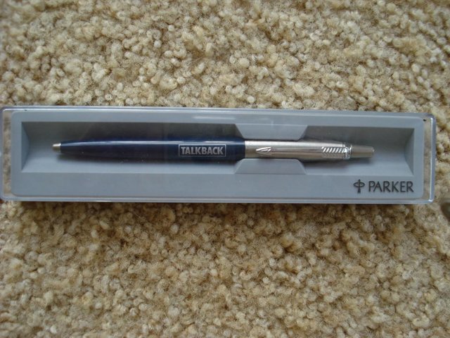 Preview of the first image of NEW QUALITY CHROME & BLUE PARKER PEN IN PRESENTATION BOX.
