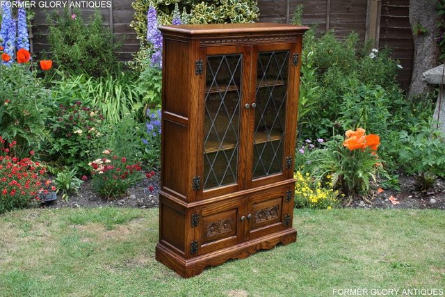 Image 3 of AN OLD CHARM LIGHT OAK BOOKCASE DVD CD DISPLAY CABINET STAND