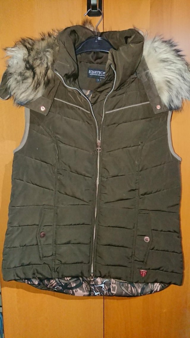 Preview of the first image of Ladies Equetech Padded Gilet with Detachable Hood Size Small.