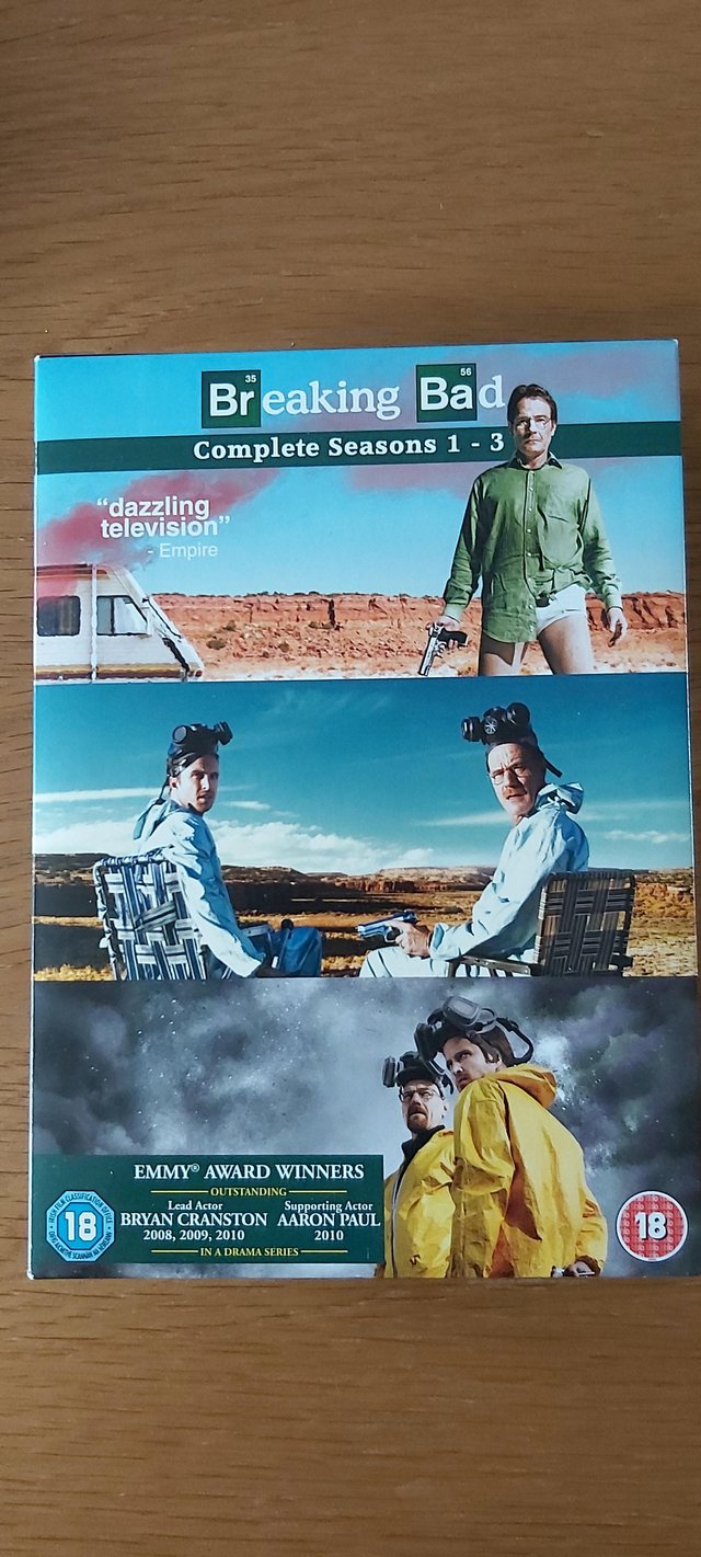 Preview of the first image of Breaking Bad DVD box sets seasons 1-4.