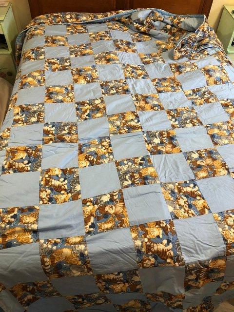 Image 2 of Cats - Bespoke Blue Bed Spread Throw Bed Cover & Two Pillow