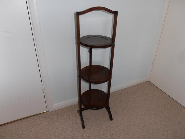 Preview of the first image of Victorian Oak three tier cake stand.