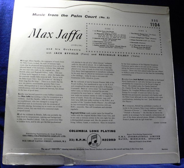 Image 2 of MAX JAFFA - Music From The Palm Court No 2 - Columbia 33rpm