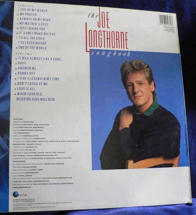 Image 2 of The Joe Longthorne Songbook - LP - Telstar Records 1988