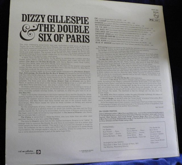 Image 2 of Dizzy Gillespie - Dizzy Gillespie & The Double Six Of Paris