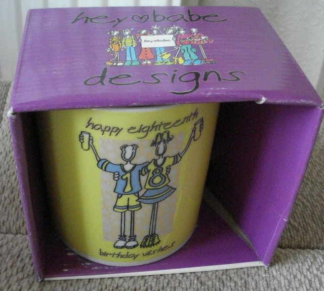 Preview of the first image of NEW HAPPY EIGHTEENTH BIRTHDAY MUG IN PRESENTATION GIFT BOX.