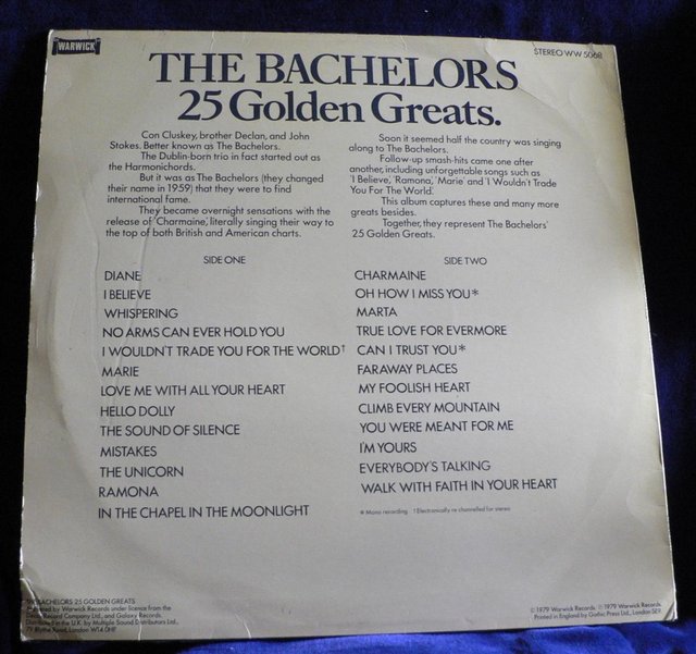 Image 2 of The Bachelors - 25 Golden Greats - Warwick Records 1979