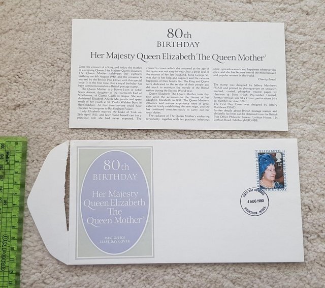 Preview of the first image of FDC: UK: Queen Mother's 80th Birthday - 1980 (1.